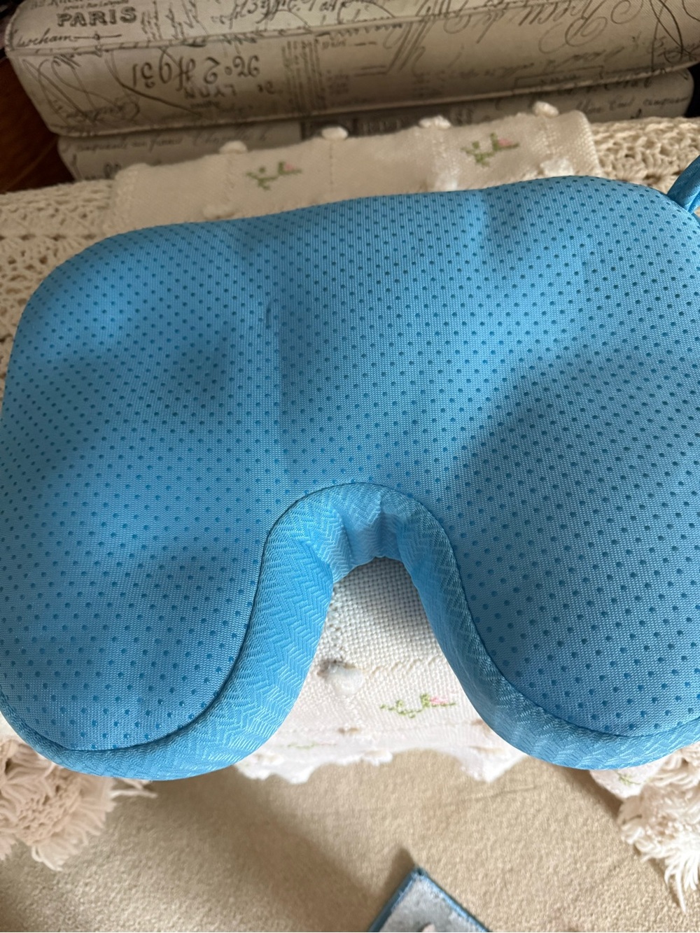 Contoured Blue Memory Foam lumbar pillow